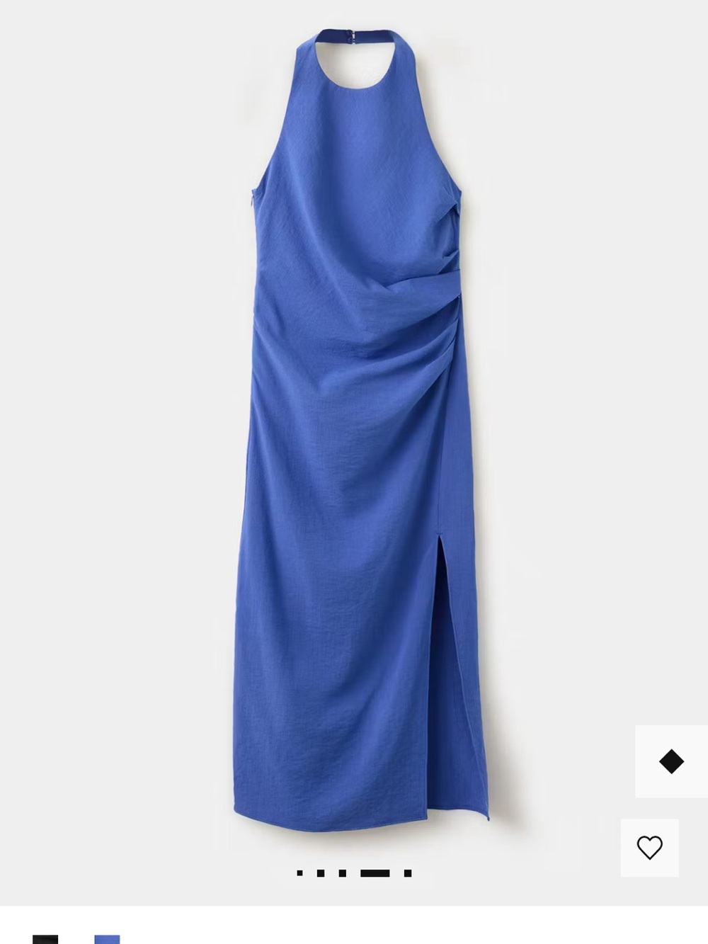 MANGO Blue Halter Maxi Dress with Side Slit
